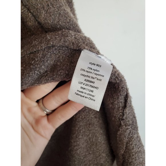 Barefoot Dreams Brown Fuzzy Knit Open Front Long Sleeve Cardigan, Size 2X - Picture 5 of 7